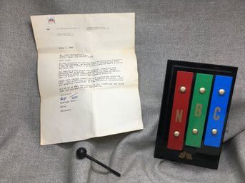 Very Cool TV / Cheers Collectible JOHN RATZENBERGER Owned NBC Chimes With Dated 1986 Letter From NBC !