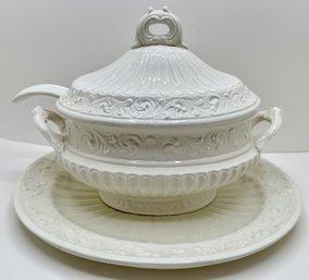 4 Piece Vintage Large Italian Soup Tureen With Tray & Ladle