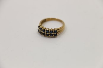 14k Yellow Gold Sapphire Diamond Ring Size 7