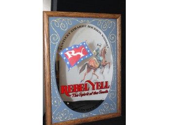 Rebel Yell Bourbon Bar Advertising Mirror With Civil War Soldier