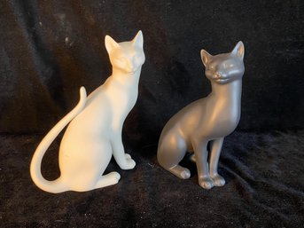 2 Piece Franklin Mint Cat Sculptures