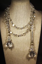 Vintage Crystal Elongated Lariat Necklce 46' Long