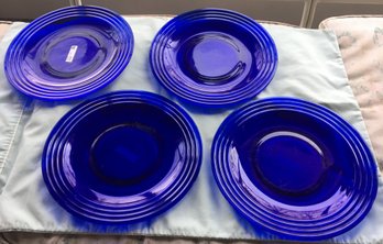 Set Of 4 Bormioli Rocco Forum Saphir Cobalt Blue 10' Plates