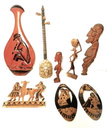 Wood Wall Hangings, Carved Figures And A Very Unique Turtle Instrument