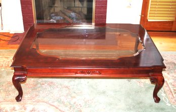 Mahogany With Glass Insert Coffee Table