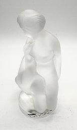 Lalique Leda Frosted Glass Woman W/ Swan Figurine - France