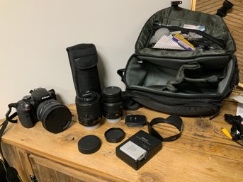 Nikon Camera With 3 Lenses And More