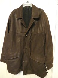 Hugo Boss Men's Brown Pebble Leather Jacket Sz Lg