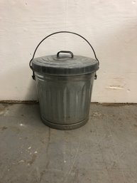 Vintage Galvanized Steel Trash Can