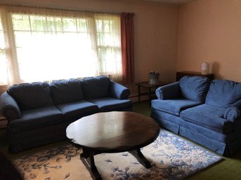 Blue Velvet Sofa And Love Seat