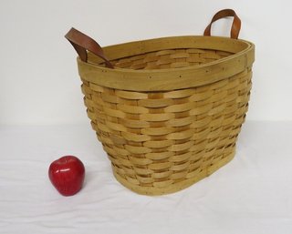 Leather Handled Splint Harvest Basket