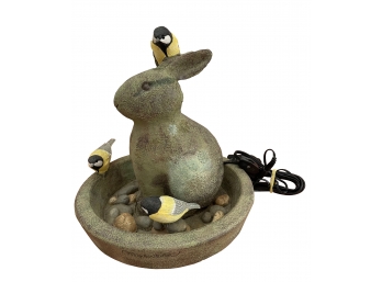 Marjolein Bastin 2 Piece Table Top Fountain Featuring A Rabbit And Birds- Adorable!!! Works!!