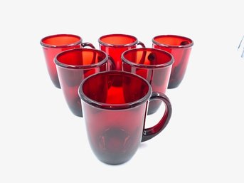 Vintage Ruby Glass Mugs By Crate & Barrel