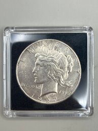 Beautiful Rare 1927 Silver Peace Dollar In Plastic Case