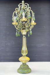 Vintage Green Glass Chandelier Table Lamp