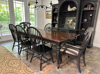 Beautiful Black Painted Dining Table With Chairs