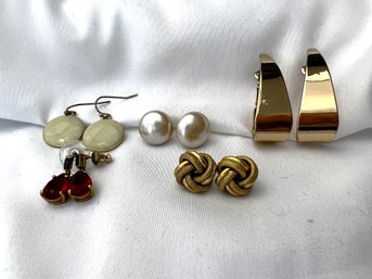 Five Pairs Of Gold Tone Earrings