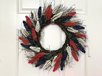 A Patriotic Red, White & Blue Floral Wreath