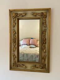 Green Wood Frame Mirror With Gold Trim