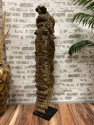 Ornately Carved Gallery Mounted Wooden Totem Statue