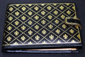 Very Fine Vintage Italian Fleur De Lis Gilt Leather Wallet