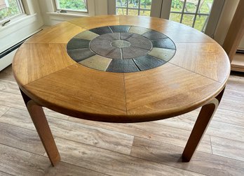 Tue Poulsen Danish Mid Century Modern Oak & Tile Round Dining Table