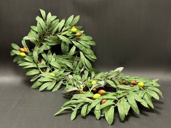 A Pair Of Small Faux Olive Branch Wreaths