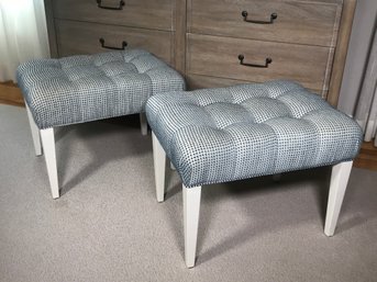 Wonderful Pair Of Like New ETHAN ALLEN Upholstered Benches / Stools / Hassocks - Really Nice Accent Pieces !