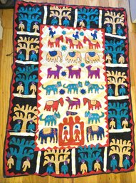 Colorful Peruvian Hand Sewn Fabric For Framing