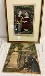 Two Currier And Ives Prints - One Framed