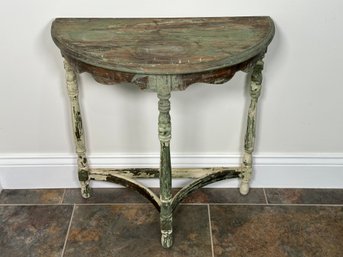 A Shabby Chic Painted Demi Lune Side Table