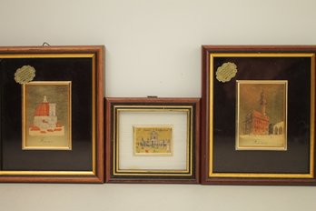 Lot Of 3 Vintage Gold Framed Reproductions Of Famous European Monuments
