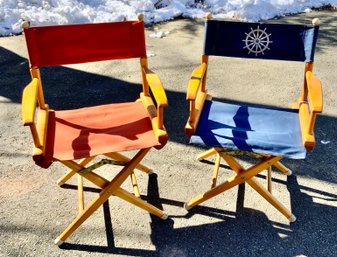 2 Vintage Telescope Directors Chairs ~ One Nautical ~ Nice Quality