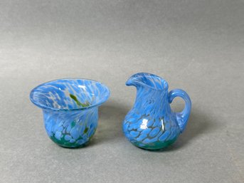 Kosta Boda Signed Miniature Glass Pitcher & Vase