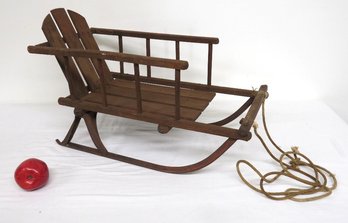 Old Fashioned Childs High Back Runner Sled Mid-century Era