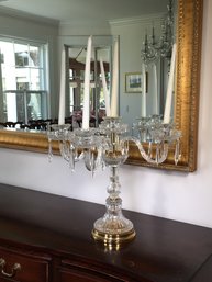 Lovely Vintage Crystal And Brass Candelabra Centerpiece - Needs Cleaning / Polishing - Nice Vintage Piece