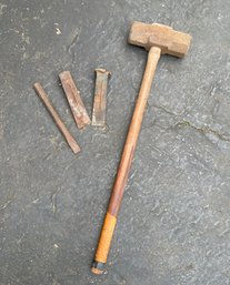 Vintage Stanley Sledgehammer And Wood Splitters With Chisel