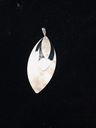 Paola Valentini Sterling Silver Textured Polished Leaf Blade Pendant 353