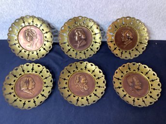 Vintage Brass And Copper Wall Art Music Composers