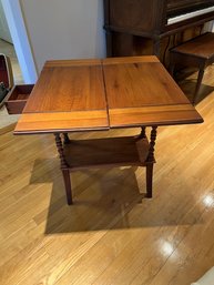 Solid Wood Extendable Table With Turned Legs And A Drawer