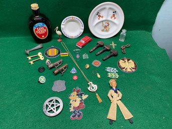 Vintage/Antique Collectibles Lot 1: Mickey Mouse Plate, Chevy Nomad, Civil War Powder Flask Funnels, Plus!