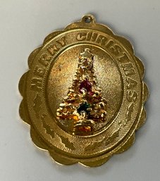 14k Merry Christmas Charm With Stones