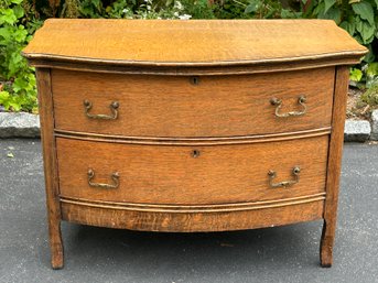 Antique Victorian Two Drawer Tiger Oak Dresser