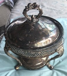 Leonard Silver Co Glass Lined Silverplate Chafing Dish Warmer