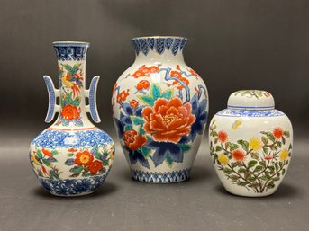 Three Colorful Vintage Asian Ceramics