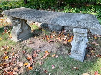 Cement Garden Bench With Grecian Female Base