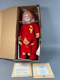 Ashton Drake Galleries Its Time For Bed Pooh Handcrafted Porcelain Doll, Cert Of Auth