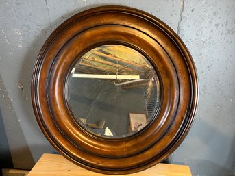 Circular Pottery Barn Wooden Wall Mirror