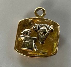 Masonic 14k Gold Charm With Diamond Eye Of Providence And Masonic Square