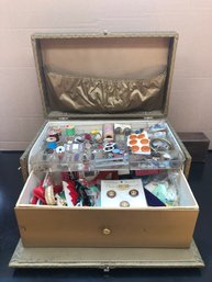 Vintage Sewing Box With Contents